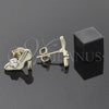 Arete Dormilona 02.64.0210 *PROMO* Oro Laminado, Diseño de Zapato y Flor, con Blanca Cristal, Esmaltado Amarillo, Tono Dorado