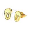 Arete Dormilona 02.64.0229 *PROMO* Oro Laminado, Diseño de Zapato, Esmaltado Blanco, Tono Dorado