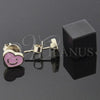 Arete Dormilona 02.64.0237 *PROMO* Oro Laminado, Diseño de Corazón y Carita Feliz, Esmaltado Rosado, Tono Dorado