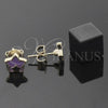 Arete Dormilona 02.64.0247 *PROMO* Oro Laminado, Diseño de Estrella, Esmaltado Violeta, Tono Dorado