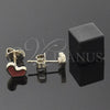 Arete Dormilona 02.64.0251 *PROMO* Oro Laminado, Diseño de Corazón, Esmaltado Rojo, Tono Dorado