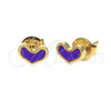 Arete Dormilona 02.64.0253 *PROMO* Oro Laminado, Diseño de Corazón, Esmaltado Violeta, Tono Dorado
