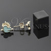 Arete Dormilona 02.64.0282 *PROMO* Oro Laminado, Diseño de Corazón, Esmaltado Turquesa, Tono Dorado