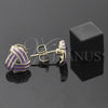 Arete Colgante 5.126.054.1 *PROMO* Oro Laminado, Diseño de Nudo, Esmaltado Violeta, Tono Dorado