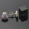 Arete Colgante 5.126.054.1 *PROMO* Oro Laminado, Diseño de Nudo, Esmaltado Violeta, Tono Dorado