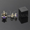 Arete Dormilona 02.64.0305 *PROMO* Oro Laminado, Diseño de Estrella, Esmaltado Violeta, Tono Dorado
