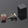 Arete Dormilona 02.64.0309 *PROMO* Oro Laminado, Diseño de Mariquita, Esmaltado Rojo, Tono Dorado