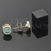 Arete Dormilona 02.64.0311 *PROMO* Oro Laminado, Diseño de Carita Feliz, Esmaltado Turquesa, Tono Dorado
