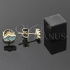 Arete Dormilona 02.64.0323 *PROMO* Oro Laminado, Diseño de Corazón, Esmaltado Turquesa, Tono Dorado