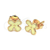 Arete Dormilona 02.64.0345 *PROMO* Oro Laminado, Diseño de Flor, Esmaltado Amarillo, Tono Dorado