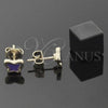 Arete Dormilona 02.64.0372 *PROMO* Oro Laminado, Diseño de Mariposa, Esmaltado Violeta, Tono Dorado