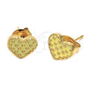 Arete Dormilona 02.64.0375 *PROMO* Oro Laminado, Diseño de Corazón, Esmaltado Verde, Tono Dorado
