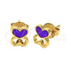 Arete Dormilona 02.64.0390 *PROMO* Oro Laminado, Diseño de Corazón, Esmaltado, Tono Dorado