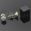 Arete Dormilona 02.64.0397 *PROMO* Oro Laminado, Diseño de Flor, Esmaltado Acqua, Tono Dorado