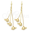 Arete Largo 5.112.005 Oro Laminado, Diseño de Corazón, Pulido, Tono Dorado