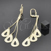Arete Largo 5.083.009 Oro Laminado, Diseño de Gota, Pulido, Tono Dorado