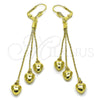 Arete Largo 5.097.002 Oro Laminado, Diseño de Corazón, Pulido, Tono Dorado