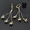 Arete Largo 5.064.001 Oro Laminado, Diseño de Estrella, Pulido, Tono Dorado