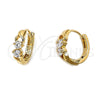 Argolla Huggie 5.131.022 Oro Laminado, con Blanca Zirconia Cubica, Pulido, Tono Dorado