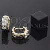Argolla Huggie 5.130.026 Oro Laminado, Diseño de Flor, con Blanca Zirconia Cubica, Pulido, Tono Dorado