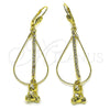 Arete Largo 5.116.015 Oro Laminado, Diseño de Osito, con Blanca Cristal, Pulido, Tono Dorado