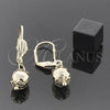 Arete Colgante 5.123.012 Oro Laminado, Diseño de Bola y Disco, Pulido, Tono Dorado