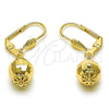 Arete Colgante 5.123.013 Oro Laminado, Diseño de Disco y Bola, Pulido, Tono Dorado