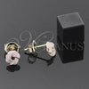Arete Dormilona 5.126.004 *PROMO* Oro Laminado, Diseño de Nudo, Esmaltado Rosado, Tono Dorado