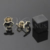 Arete Dormilona 5.126.007 *PROMO* Oro Laminado, Diseño de Corazón, Esmaltado Negro, Tono Dorado