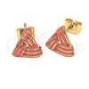 Arete Dormilona 5.126.034 *PROMO* Oro Laminado, Diseño de Nudo, Esmaltado Naranja, Tono Dorado