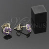 Arete Dormilona 5.126.049 *PROMO* Oro Laminado, Diseño de Nudo, Esmaltado Violeta, Tono Dorado