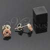 Arete Dormilona 5.126.052 *PROMO* Oro Laminado, Diseño de Nudo, Esmaltado Naranja, Tono Dorado