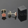 Arete Dormilona 5.126.062 *PROMO* Oro Laminado, Diseño de Flor, Esmaltado Naranja, Tono Dorado