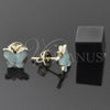 Arete Dormilona 5.126.069 *PROMO* Oro Laminado, Diseño de Mariposa, Esmaltado Turquesa, Tono Dorado