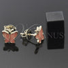 Arete Dormilona 5.126.070 *PROMO* Oro Laminado, Diseño de Mariposa, Esmaltado Naranja, Tono Dorado