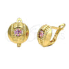 Arete Gancho Frances 5.127.046 Oro Laminado, con Rosa Zirconia Cubica, Diamantado, Tono Dorado