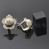 Arete Gancho Frances 5.127.051 Oro Laminado, Diseño de Flor, con Fucsia Zirconia Cubica, Diamantado, Tono Dorado