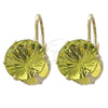 Arete Gancho Frances 5.128.064 Oro Laminado, con Peridoto Oscuro Zirconia Cubica, Pulido, Tono Dorado