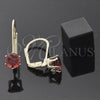 Arete Gancho Frances 5.128.084 Oro Laminado, con Granate Zirconia Cubica, Pulido, Tono Dorado