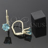 Arete Gancho Frances 5.128.086 Oro Laminado, con Topacio Azul Zirconia Cubica, Pulido, Tono Dorado