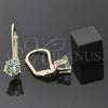 Arete Gancho Frances 5.128.091 Oro Laminado, con Verde Claro Zirconia Cubica, Pulido, Tono Dorado