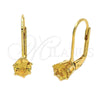 Arete Gancho Frances 5.128.094 Oro Laminado, con Dorado Zirconia Cubica, Pulido, Tono Dorado