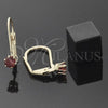 Arete Gancho Frances 5.128.096 Oro Laminado, con Granate Zirconia Cubica, Pulido, Tono Dorado