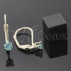 Arete Gancho Frances 5.128.098 Oro Laminado, con Topacio Azul Zirconia Cubica, Pulido, Tono Dorado
