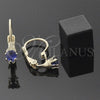 Arete Gancho Frances 5.128.101 Oro Laminado, con Tanzanita Zirconia Cubica, Pulido, Tono Dorado