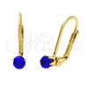 Arete Gancho Frances 5.128.101 Oro Laminado, con Tanzanita Zirconia Cubica, Pulido, Tono Dorado