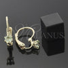 Arete Gancho Frances 5.128.103 Oro Laminado, con Verde Claro Zirconia Cubica, Pulido, Tono Dorado