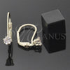 Arete Gancho Frances 5.128.105 Oro Laminado, con Rosa Zirconia Cubica, Pulido, Tono Dorado