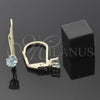 Arete Gancho Frances 5.128.107 Oro Laminado, con Aqua Azul Zirconia Cubica, Pulido, Tono Dorado