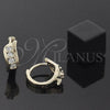 Argolla Huggie 5.132.011 Oro Laminado, Diseño de Oja, con Blanca Zirconia Cubica, Pulido, Tono Dorado